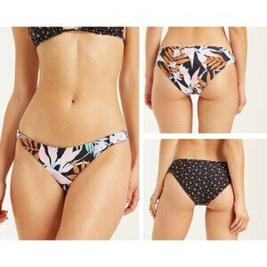 Billabong Multicolor Tropic Moon Lowrider Reversible Bikini Bottoms Size L NWT